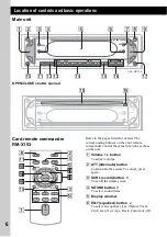 Предварительный просмотр 6 страницы Sony CDX-R5715X - Fm/am Compact Disc Player Operating Instructions Manual