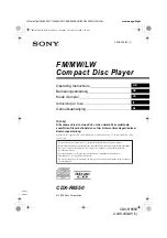 Предварительный просмотр 1 страницы Sony CDX-R6550 Operating Instructions Manual