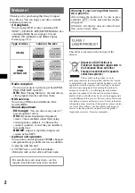 Предварительный просмотр 2 страницы Sony CDX-RA550 Operating Instructions Manual