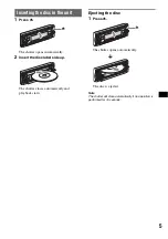 Предварительный просмотр 5 страницы Sony CDX-RA550 Operating Instructions Manual