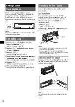 Предварительный просмотр 4 страницы Sony CDX-RA700 - Motorized Synchro-flip Detachable Face Operating Instructions Manual