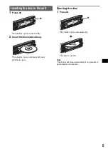 Предварительный просмотр 5 страницы Sony CDX-RA700 - Motorized Synchro-flip Detachable Face Operating Instructions Manual