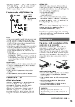 Предварительный просмотр 13 страницы Sony CDX-RA700 - Motorized Synchro-flip Detachable Face Operating Instructions Manual