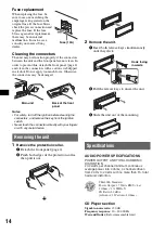 Предварительный просмотр 14 страницы Sony CDX-RA700 - Motorized Synchro-flip Detachable Face Operating Instructions Manual