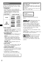 Предварительный просмотр 2 страницы Sony CDX-RA750 Operating Instructions Manual