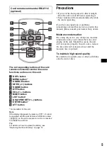 Предварительный просмотр 5 страницы Sony CDX-RW300 - Fm/am Compact Disc Player Operating Instructions Manual