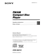 Sony CDX-S2210 - Fm/am Compact Disc Player Operating Instructions Manual предпросмотр