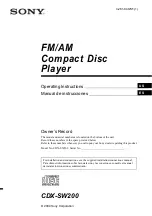 Предварительный просмотр 1 страницы Sony CDX-SW200 - Fm/am Compact Disc Player Operating Instructions Manual