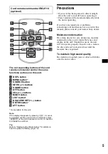 Предварительный просмотр 5 страницы Sony CDX-SW200 - Fm/am Compact Disc Player Operating Instructions Manual