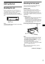 Предварительный просмотр 7 страницы Sony CDX-SW200 - Fm/am Compact Disc Player Operating Instructions Manual