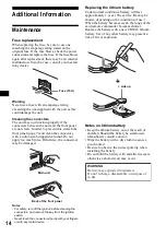 Предварительный просмотр 14 страницы Sony CDX-SW200 - Fm/am Compact Disc Player Operating Instructions Manual