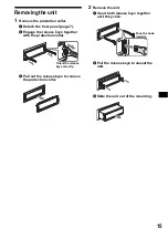 Предварительный просмотр 15 страницы Sony CDX-SW200 - Fm/am Compact Disc Player Operating Instructions Manual