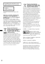 Предварительный просмотр 2 страницы Sony CDXGT530UI - CD Receiver MP3/WMA/AAC Player Operating Instructions Manual