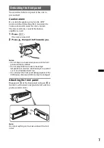 Предварительный просмотр 7 страницы Sony CDXGT530UI - CD Receiver MP3/WMA/AAC Player Operating Instructions Manual