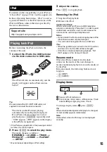 Предварительный просмотр 15 страницы Sony CDXGT530UI - CD Receiver MP3/WMA/AAC Player Operating Instructions Manual