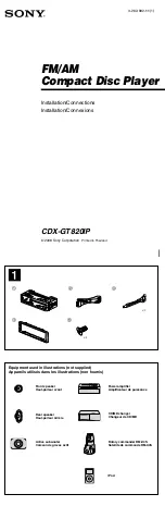 Sony CDXGT820IP - Xplod GT Series Head Unit Installation Manual предпросмотр