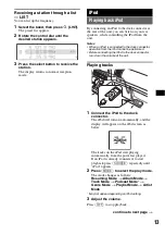 Предварительный просмотр 13 страницы Sony CDXGT820IP - Xplod GT Series Head Unit Operating Instructions Manual