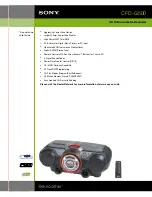 Sony CFD-G500 - Cd Radio Cassette-corder Specifications preview