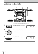 Предварительный просмотр 6 страницы Sony CFD-Z125 - Cd Radio Cassette-corder Operating Instrctions