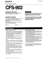 Sony CFS-902 Operating Instructions preview