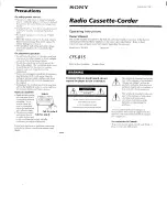 Preview for 1 page of Sony CFS-B15 - Am/fm Stereo Cassette Recorder Operating Instructions