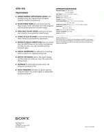 Preview for 2 page of Sony CFS-E2 Operating Instructions  (primary manual) Specifications