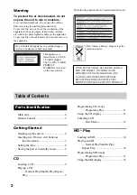 Preview for 2 page of Sony CHC-CL5MD Operating Instructions Manual