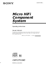 Preview for 1 page of Sony CMT-CP33MD - Micro Hi Fi Component System Operating Instructions Manual