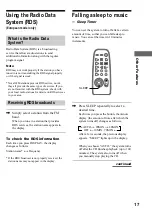 Предварительный просмотр 17 страницы Sony CMT-EX1 - Micro Hi Fi Component System Operating Instructions Manual