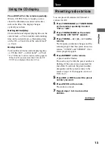 Предварительный просмотр 13 страницы Sony CMT-EX200 - Micro Hi Fi Component System Operating Instructions Manual