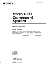 Sony CMT-L7HD - Micro Hi Fi Component System Operating Instructions Manual preview