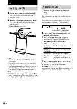 Предварительный просмотр 14 страницы Sony CMT-L7HD - Micro Hi Fi Component System Operating Instructions Manual