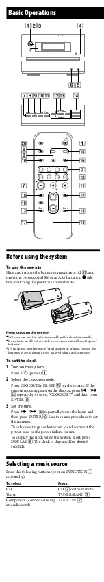 Preview for 5 page of Sony CMTBX1 - CMT BX1 Micro System User Manual