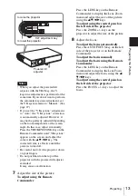 Preview for 13 page of Sony CS20 - VPL SVGA LCD Projector Operating Instructions Manual