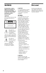 Предварительный просмотр 2 страницы Sony CX777ES - DVP - DVD Changer Operating Instructions Manual