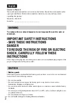 Предварительный просмотр 2 страницы Sony Cyber-shot DSC-H70 Instruction & Operation Manual