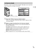 Предварительный просмотр 15 страницы Sony Cyber-shot DSC-H70 Instruction & Operation Manual