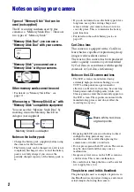 Предварительный просмотр 2 страницы Sony Cyber-shot DSC-T20 User Manual