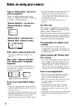 Preview for 4 page of Sony Cyber-shot DSC-T5 User'S Manual / Troubleshooting