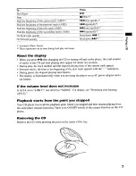 Предварительный просмотр 7 страницы Sony D-EJ612CK - Portable Cd Player Operating Instructions Manual