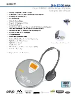 Предварительный просмотр 1 страницы Sony D-NE300 - Psyc ATRAC Walkman Portable CD Player Specifications