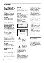 Preview for 2 page of Sony D-VM1 Operating Instructions  (primary manual) Operating Instructions Manual