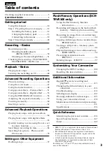 Preview for 3 page of Sony D8 Digital Handycam DCR-TRV410E Operating Instructions Manual