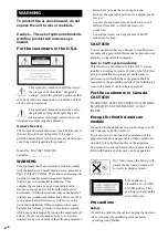 Предварительный просмотр 2 страницы Sony DAV-BC150 - Dvd Home Theater System Operating Instructions Manual