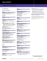 Preview for 2 page of Sony DAV-DX375 - Integrated Home Theater System Specifications