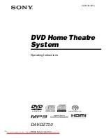 Предварительный просмотр 1 страницы Sony DAV-DZ720 Operating Instructions Manual