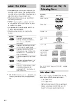 Предварительный просмотр 6 страницы Sony DAV-FX10 - Dvd Dream System Operating Instructions Manual