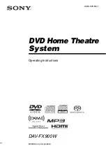 Предварительный просмотр 1 страницы Sony DAV FX900W - DVD Dream System Home Theater Operating Instructions Manual