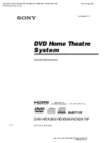 Предварительный просмотр 1 страницы Sony DAV-HDX265 - Bravia Theater Home System Operating Instructions Manual