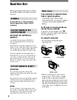 Предварительный просмотр 2 страницы Sony DCR HC21E - PAL Digital MiniDV Handycam Camcorder Operation Manual